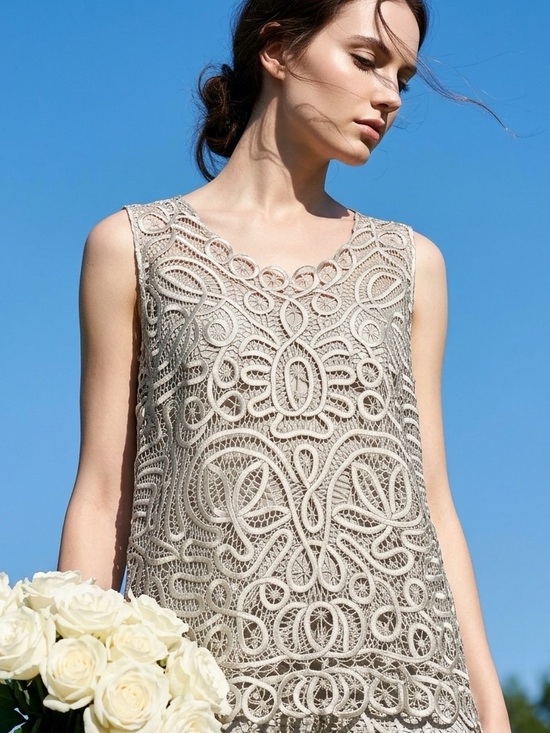 Soulmates Dresses & Skirts - Stunning Vintage Soulmates Hand-Crocheted 100% Silk Formal Tank Top